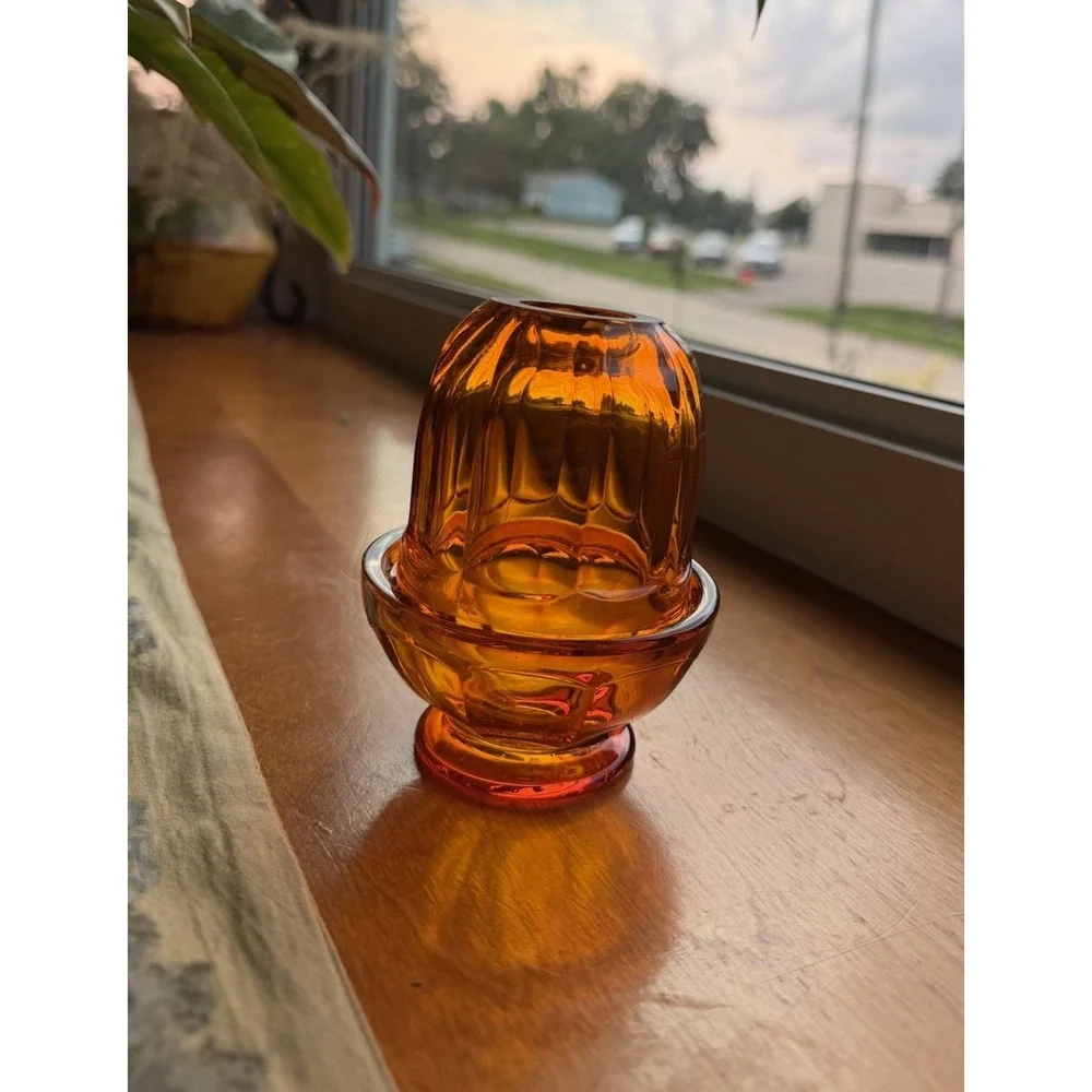 Viking Glass Persimmon Orange Arlington Fairy Lamp Glimmer GLOW MCM Vintage RARE